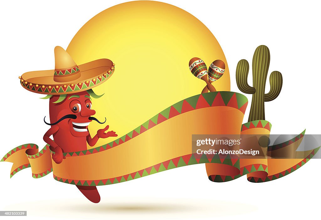 Red Chili Pepper with Banner