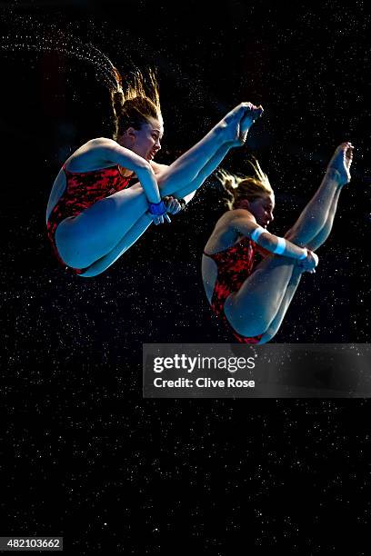 Ekaterina Petukhova and Yulia Timoshinina of Russia compete in the Women's 10m Platform Synchronised Preliminary Diving on day three of the 16th FINA...