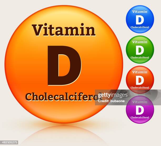 stockillustraties, clipart, cartoons en iconen met vitamin d multi colored button set - vitamine d