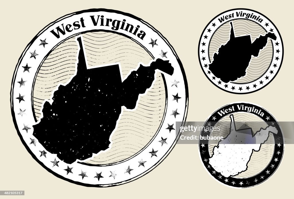 West Virginia Grunge Map Black & White Stamp Collection