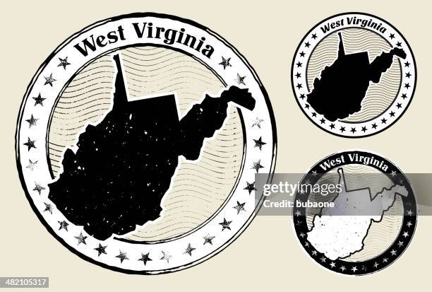 west virginia grunge map black & white stamp collection - wax paper stock illustrations