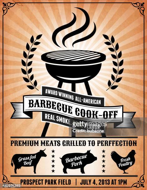 american 4th of july barbecue-party - bbq chicken stock-grafiken, -clipart, -cartoons und -symbole