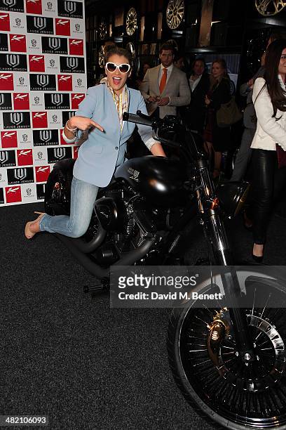 Amy Willerton attends as Kahn Design celebrate their collaboration with luxury motorcycle brand Lauge Jensen and unveil the limited edition Lauge...