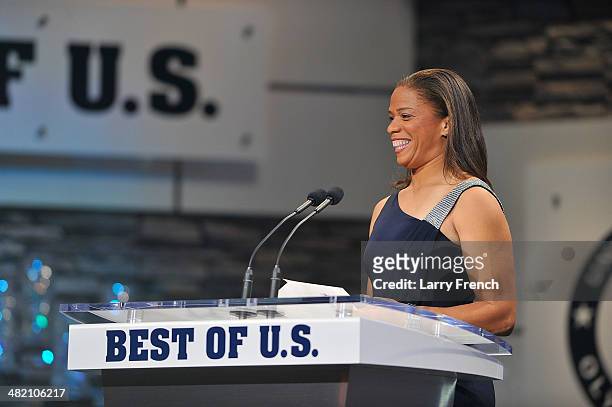 April Holmes presents the award for Male Athlete of the Paraylmpic Games at the USOC Olympic Committee Best of U.S. Awards Show at the Warner Theatre...