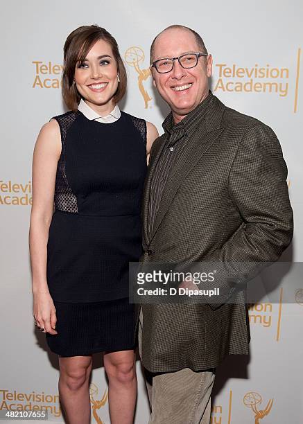 Megan Boone and James Spader attend an evening with "The Blacklist" at Florence Gould Hall on April 2, 2014 in New York City.