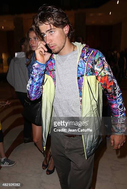 Peter Sagan of Slovakia and Tinkoff-Saxo and his girlfriend Katarina Smolkova leave their hotel for the team's party, following stage twenty one of...