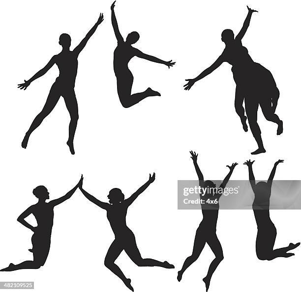 women dancing - piggyback stock illustrations