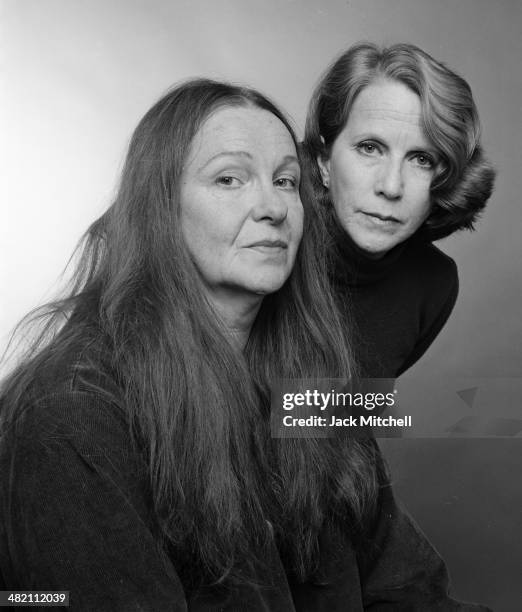 Actresses Julie Harris and Geraldine page photographed during rehearsals of "Mixed Couples" on Broadway, which closed after only nine performances.