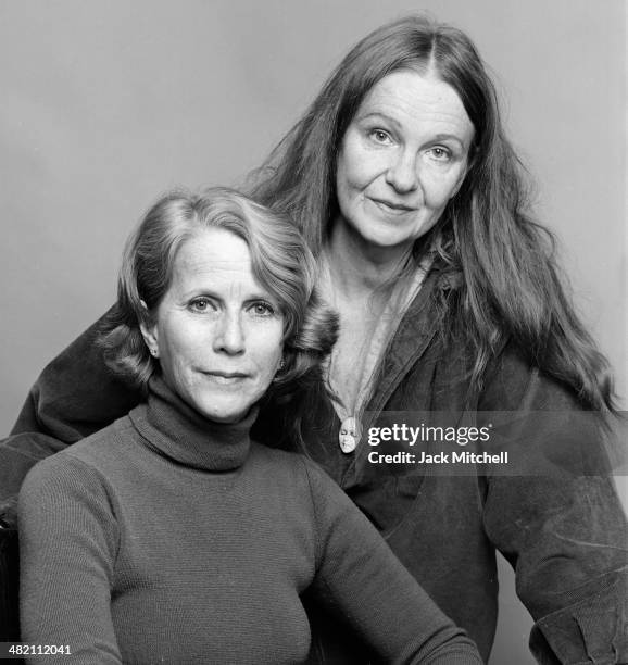 Actresses Julie Harris and Geraldine page photographed during rehearsals of "Mixed Couples" on Broadway, which closed after only nine performances.