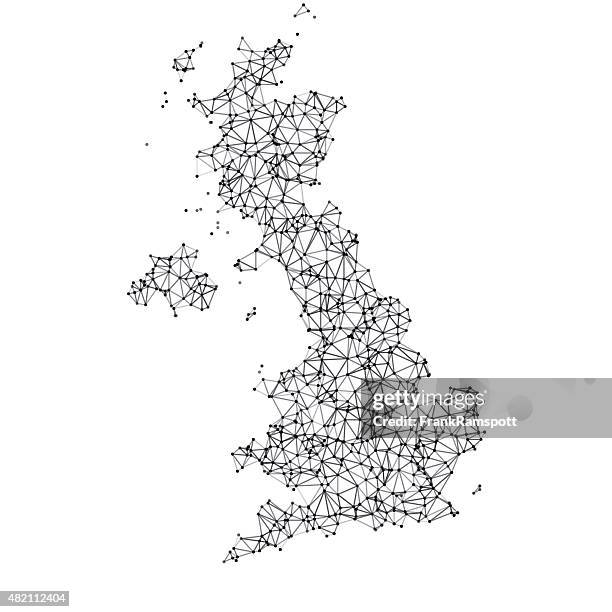 united kingdom map network black and white - britain stock illustrations