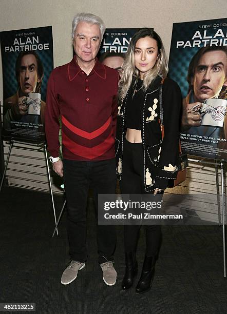 David Byrne and daughter Malu Abeni Valentine Byrne attend the "Alan Partridge" New York screening at Landmark's Sunshine Cinema on April 2, 2014 in...