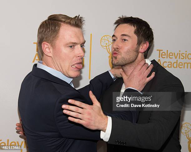 Diego Klattenhoff and Ryan Eggold attends an evening with "The Blacklist" at Florence Gould Hall on April 2, 2014 in New York City.