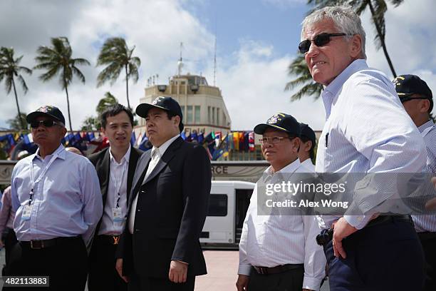 Secretary of Defense Chuck Hagel participates in a tour with his counterparts from Southeast Asia, National Defense Secretary of The Philippines...