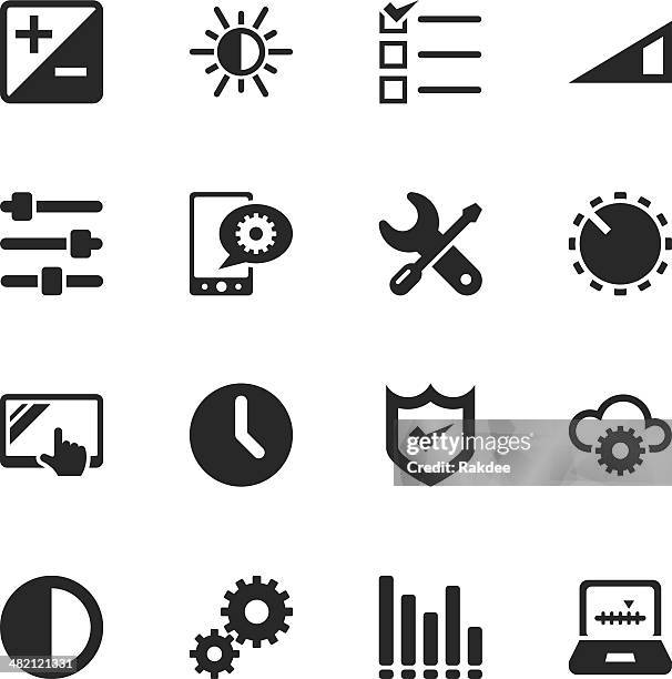 settings silhouette icons - interactive-tool-icons stock illustrations