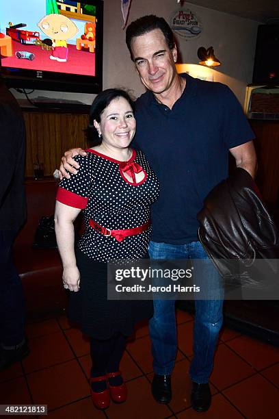 Alex Borstein and Patrick Warburton attend the Launch Party for the 'Family Guy' Game at the Happy Ending Bar & Restaurant on April 2, 2014 in...