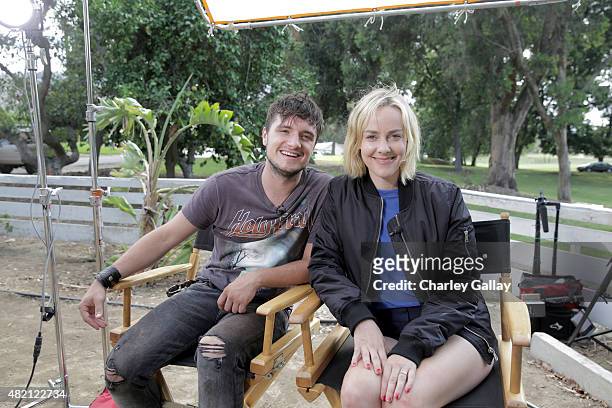 The Hunger Games co-stars Josh Hutcherson and Jena Malone on set for "The Rusted," a short film for Canon's Project Imagination: The Trailer on July...