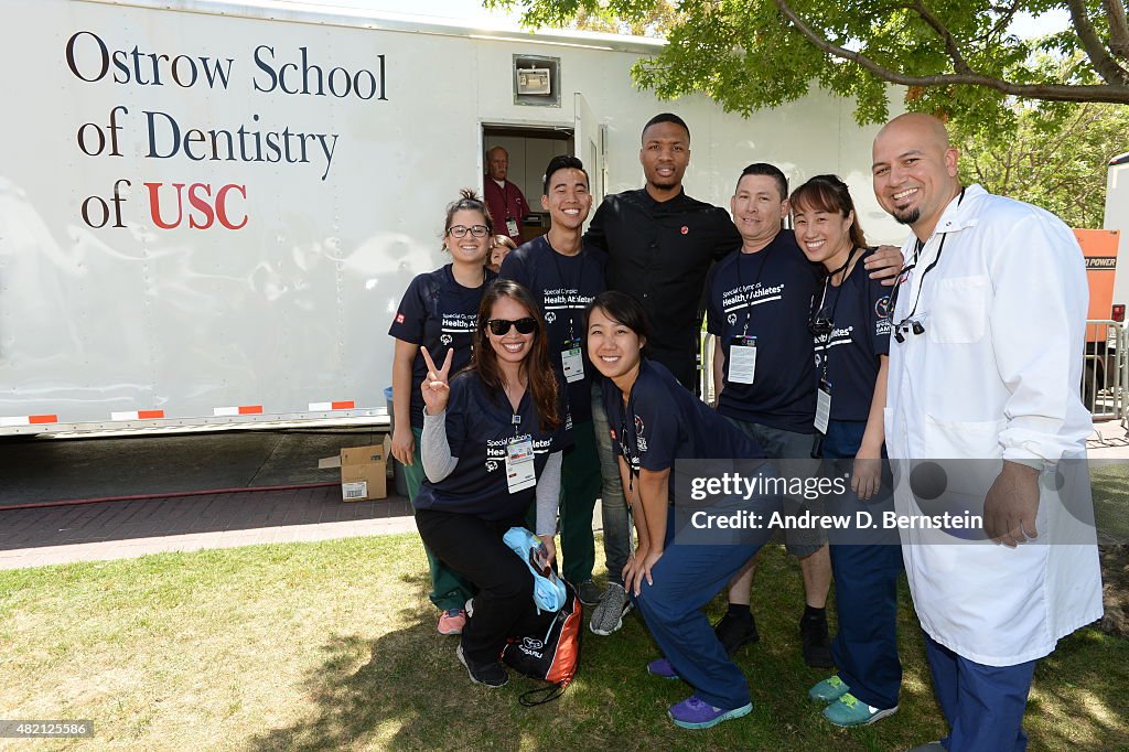 Damian Lillard Tours the Healthy Athletes Village during the Special Olympics World Games