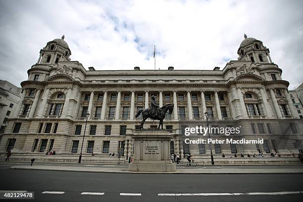 The Old War Office dominates Whitehall on July 27, 2015 in London, England. Great Scotland Yard, The Old War Office, Great Scotland Yard and...