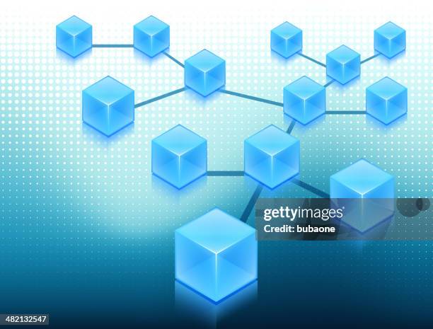 blue cubes web network concept on internet background - network diagram clip art stock illustrations