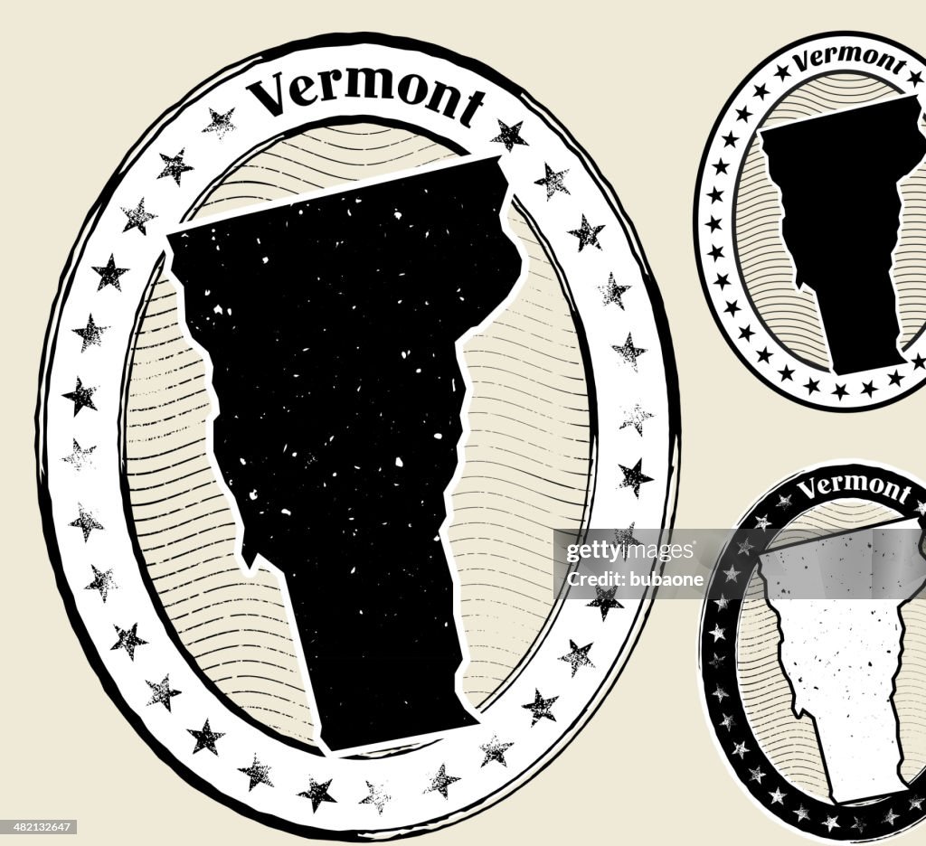 Vermont Grunge Map Black & White Stamp Collection