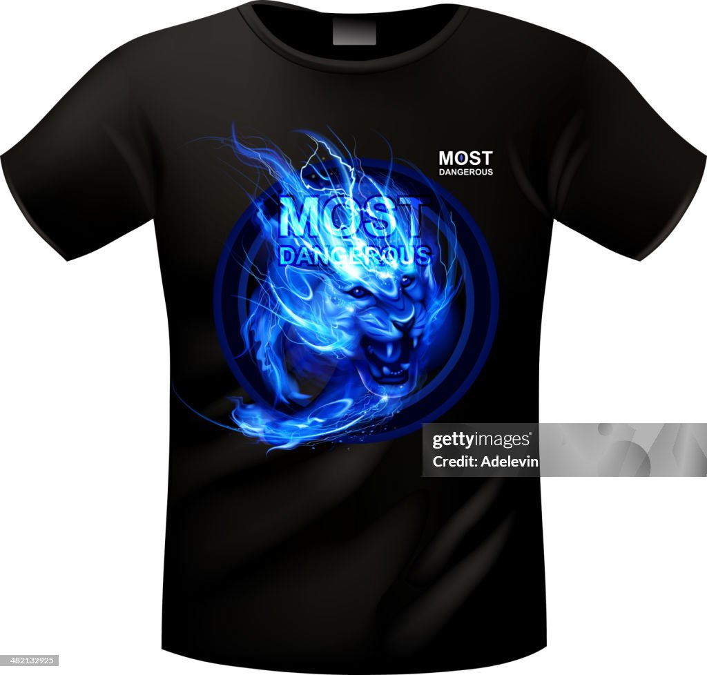Lightning lion vector on T-shirt