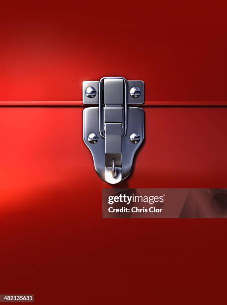 close up of lock on metal box - toolbox stock pictures, royalty-free photos & images