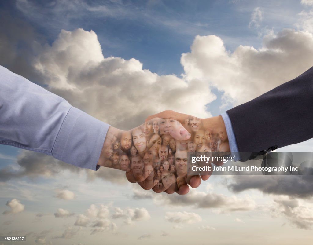 Collage of business people in shaking hands