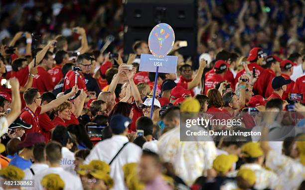 General view is seen at the opening ceremony of the Special Olympics World Games Los Angeles 2015 at the Los Angeles Memorial Coliseum on July 25,...