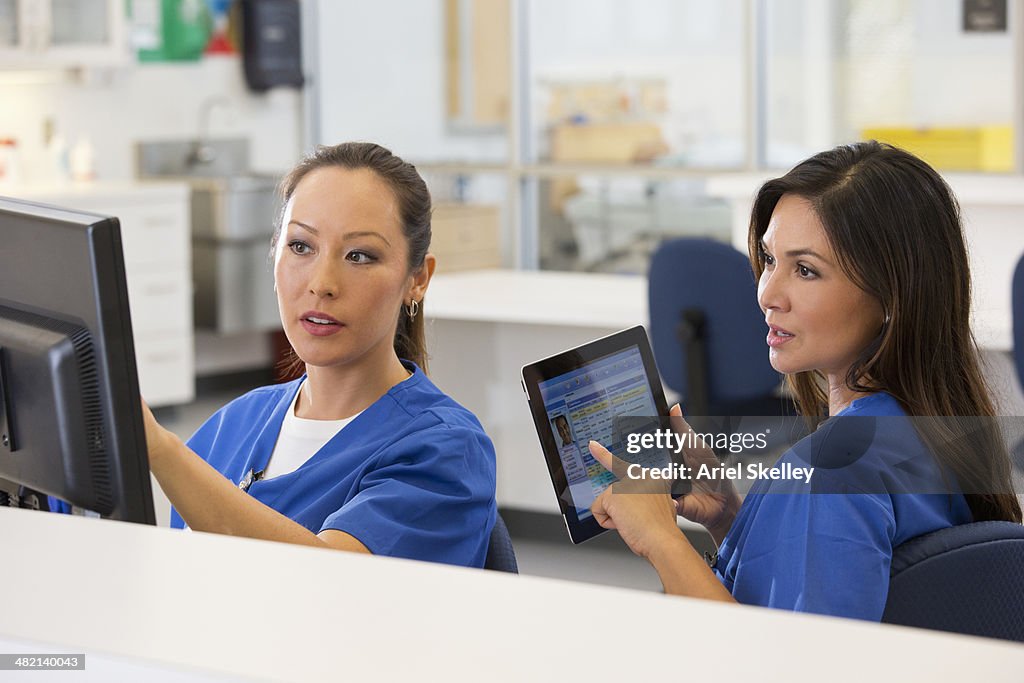 Nurses working together in hospital