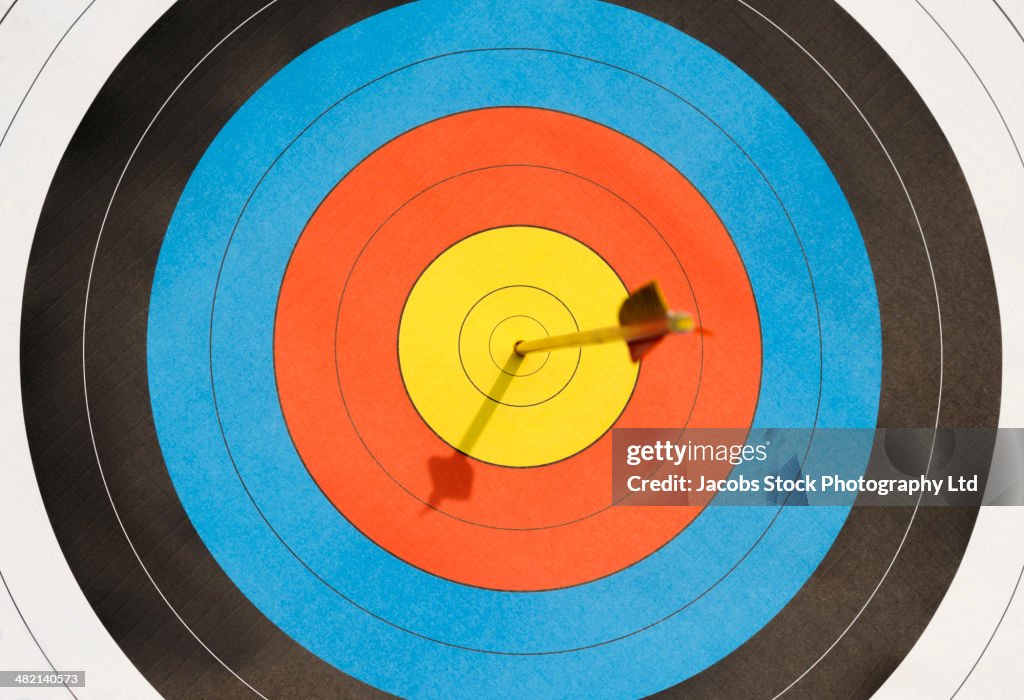 Arrow lodged in bull's-eye