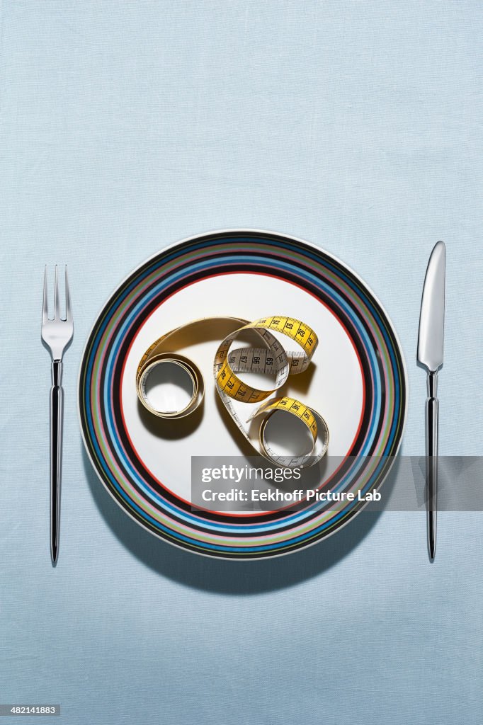 Tape measure on plate