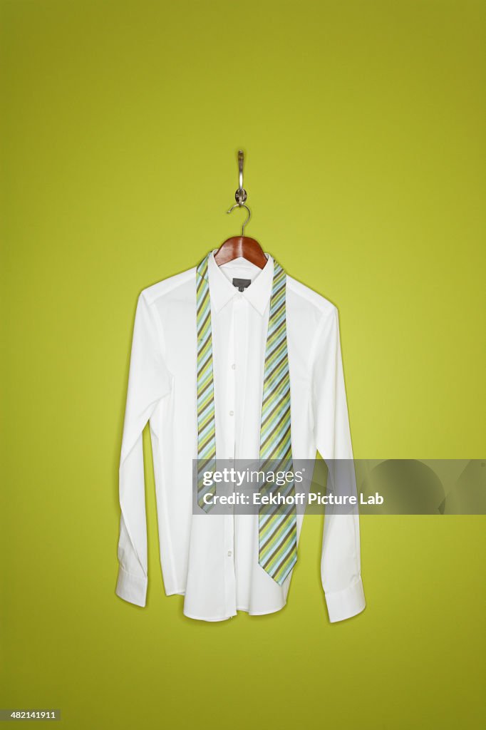 Dress shirt and tie on hanger