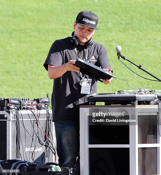 Mix Master Mike spins at the opening ceremony of the Special Olympics World Games Los Angeles 2015 at the Los Angeles Memorial Coliseum on July 25,...