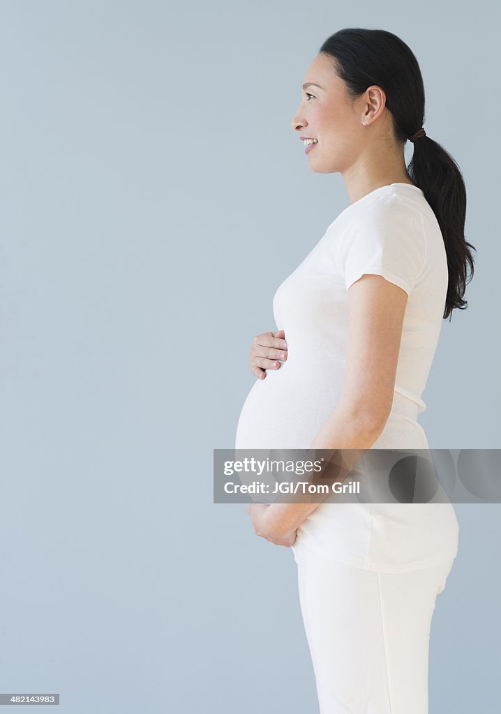 Profile of pregnant Japanese woman