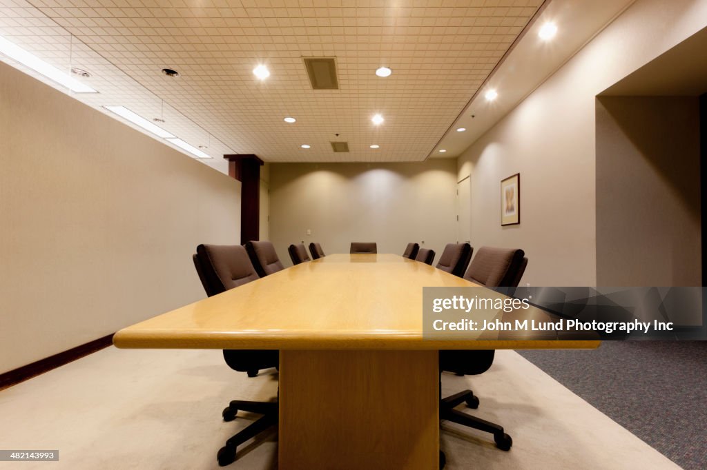 Table in empty conference room