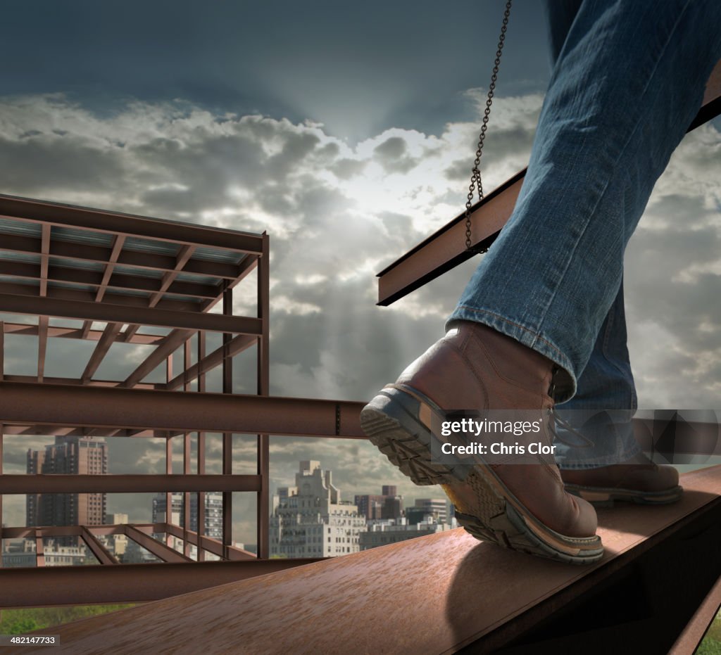 Close up of construction worker on infrastructure