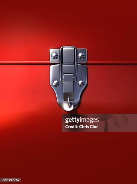 close up of lock on metal box - latch stock pictures, royalty-free photos & images