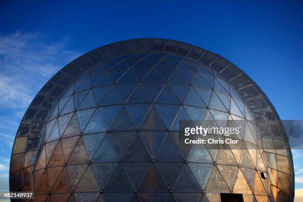 metal observatory under blue sky - geodetisk kupol bildbanksfoton och bilder
