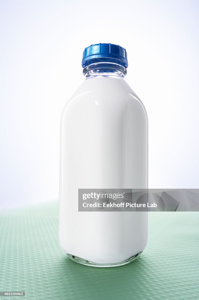 Close up of bottle of milk