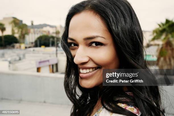 indian woman smiling on urban rooftop - beautiful east indian women 個照片及圖片檔