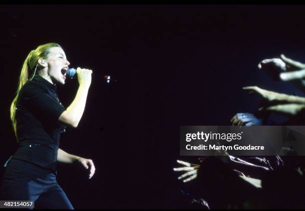 Kylie Minogue performs on stage at Shepherds Bush Empire, London, United Kingdom, 1998.