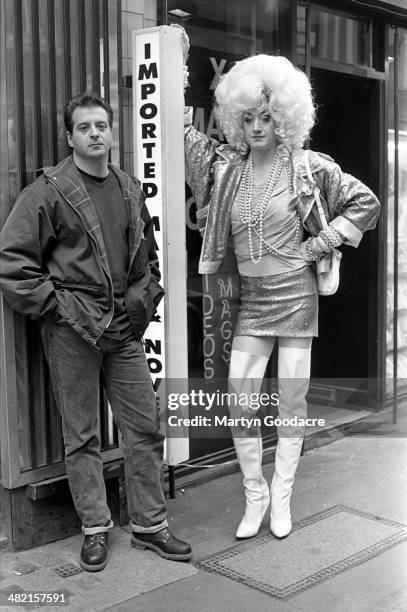 Comedians Mark Thomas and Paul O'Grady , Soho, London, United Kingdom, 1993.