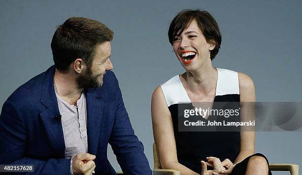 Joel Edgerton and Rebecca Hall speak during the meet the filmmaker series, "The Gift" at the Apple Store Soho on July 27, 2015 in New York City.