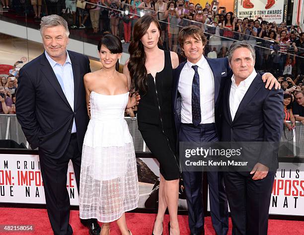 Alec Baldwin, Hilaria Baldwin, Ireland Baldwin, Tom Cruise and Chairman and CEO of Paramount Pictures Brad Grey attend the New York premiere of...