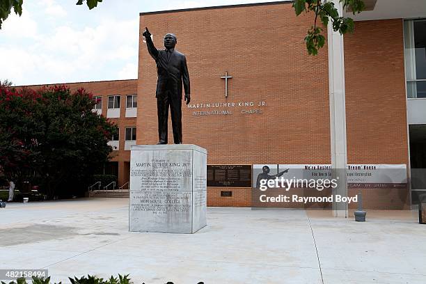 Statue of Dr. Martin Luther King, Jr. Stands outside the Martin Luther King, Jr. International Chapel at Morehouse College on July 18, 2015 in...