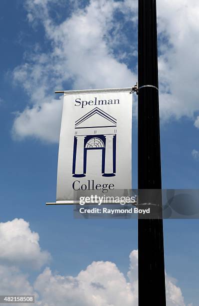 Spelman College Banner flies outside Spelman College on July 18, 2015 in Atlanta, Georgia.