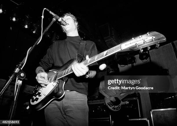 Neil Halstead of Slowdive performs on stage, United Kingdom, 1991.