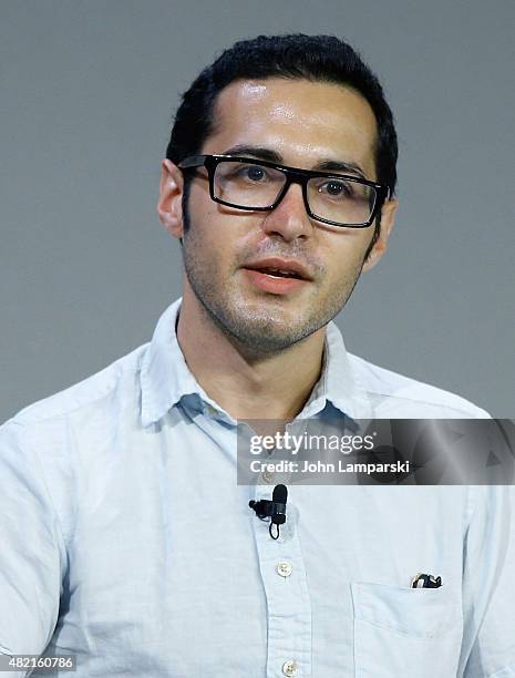 Moderator Eric Cohn speaks during meet the filmmaker series, "A Lego Brickumentary" at the Apple Store Soho on July 27, 2015 in New York City.