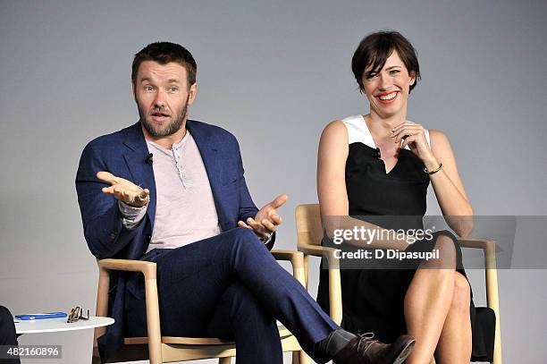 Joel Edgerton and Rebecca Hall attend Meet the Filmmaker: Joel Edgerton and Rebecca Hall, "The Gift" at Apple Store Soho on July 27, 2015 in New York...