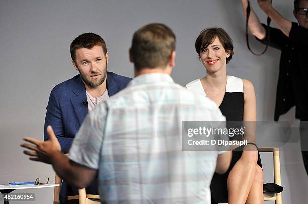 Joel Edgerton and Rebecca Hall attend Meet the Filmmaker: Joel Edgerton and Rebecca Hall, "The Gift" at Apple Store Soho on July 27, 2015 in New York...